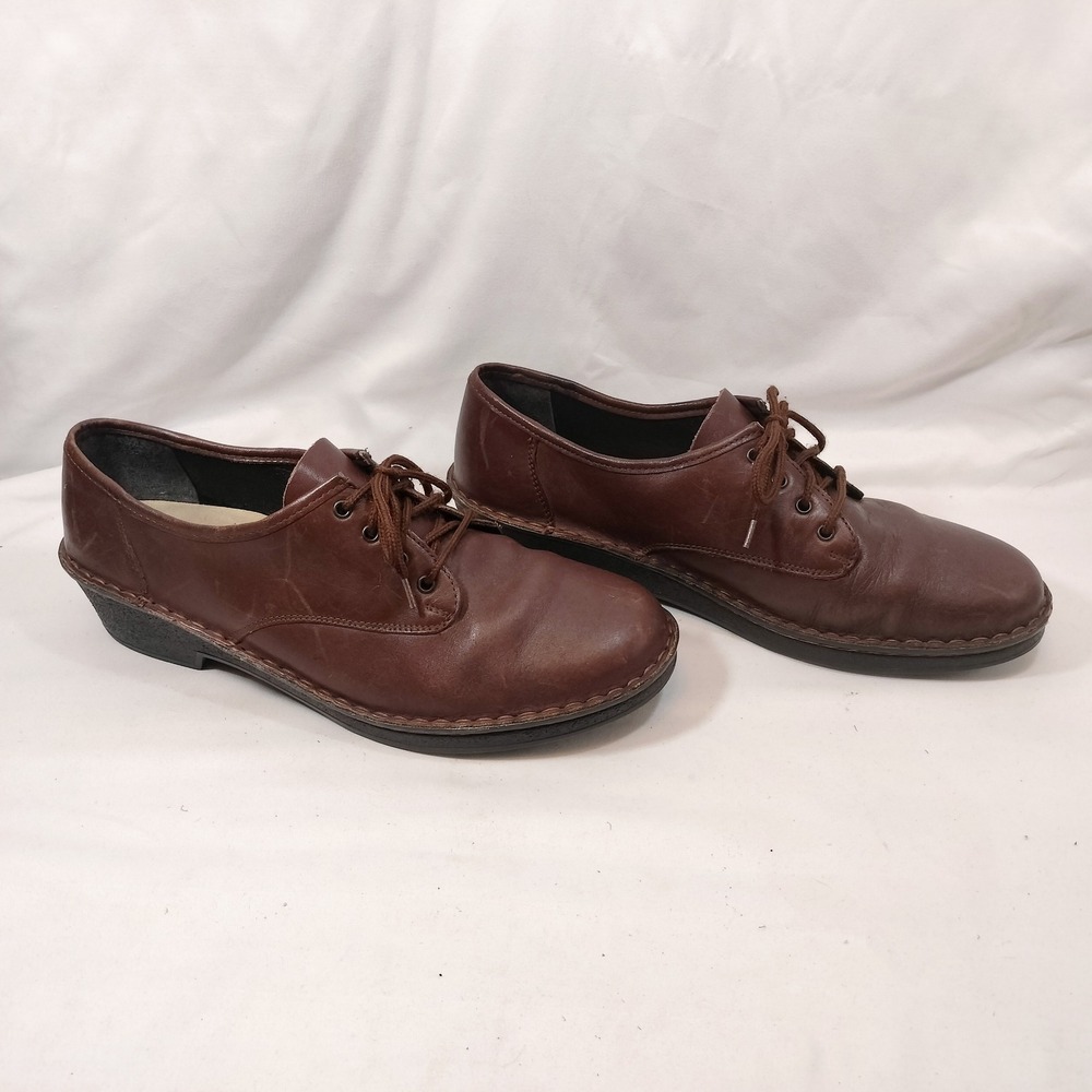 Rieker Brown Leather Oxfords; Lace Up Comfort Casual Shoes